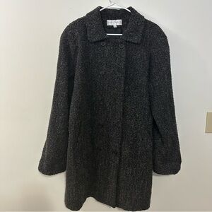 Sandro Vintage Gray Wool Pea Coat Double Breasted Long Sleeve Womens Size 14